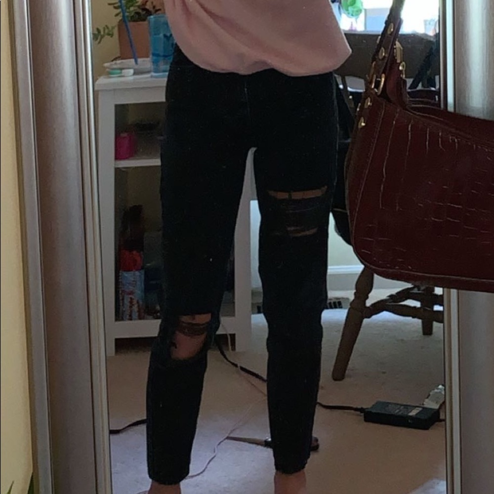 highwaisted black zara mom jeans